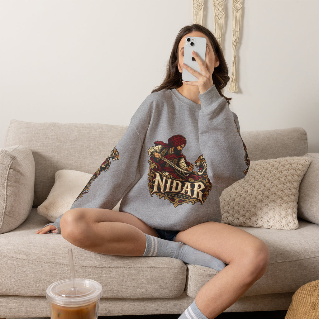 Nidar Courage Does Not Bow Graphic Sweatshirt