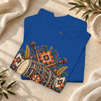 Vintage Folk Art Tractor & Drum Graphic T-Shirt