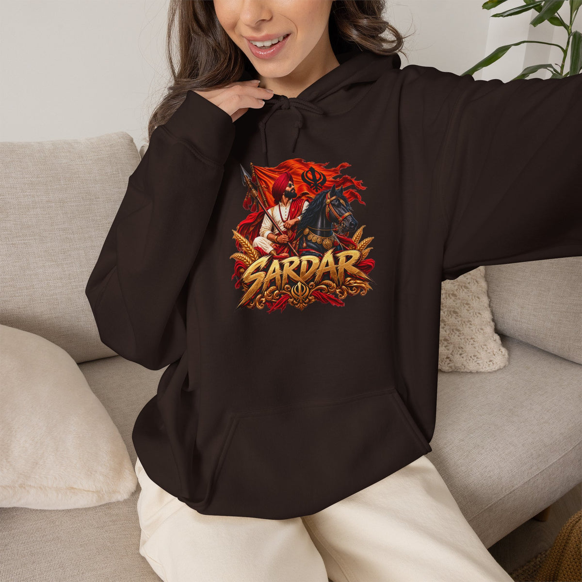 Sardar Retro Fighter Graphic Hoodie | Punjabi Heritage Pullover