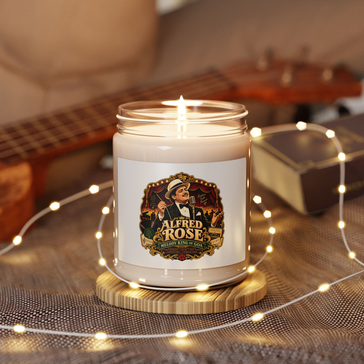 Alfred Rose Scented Soy Candle — 9oz Vintage Melody King of Goa Fragrance