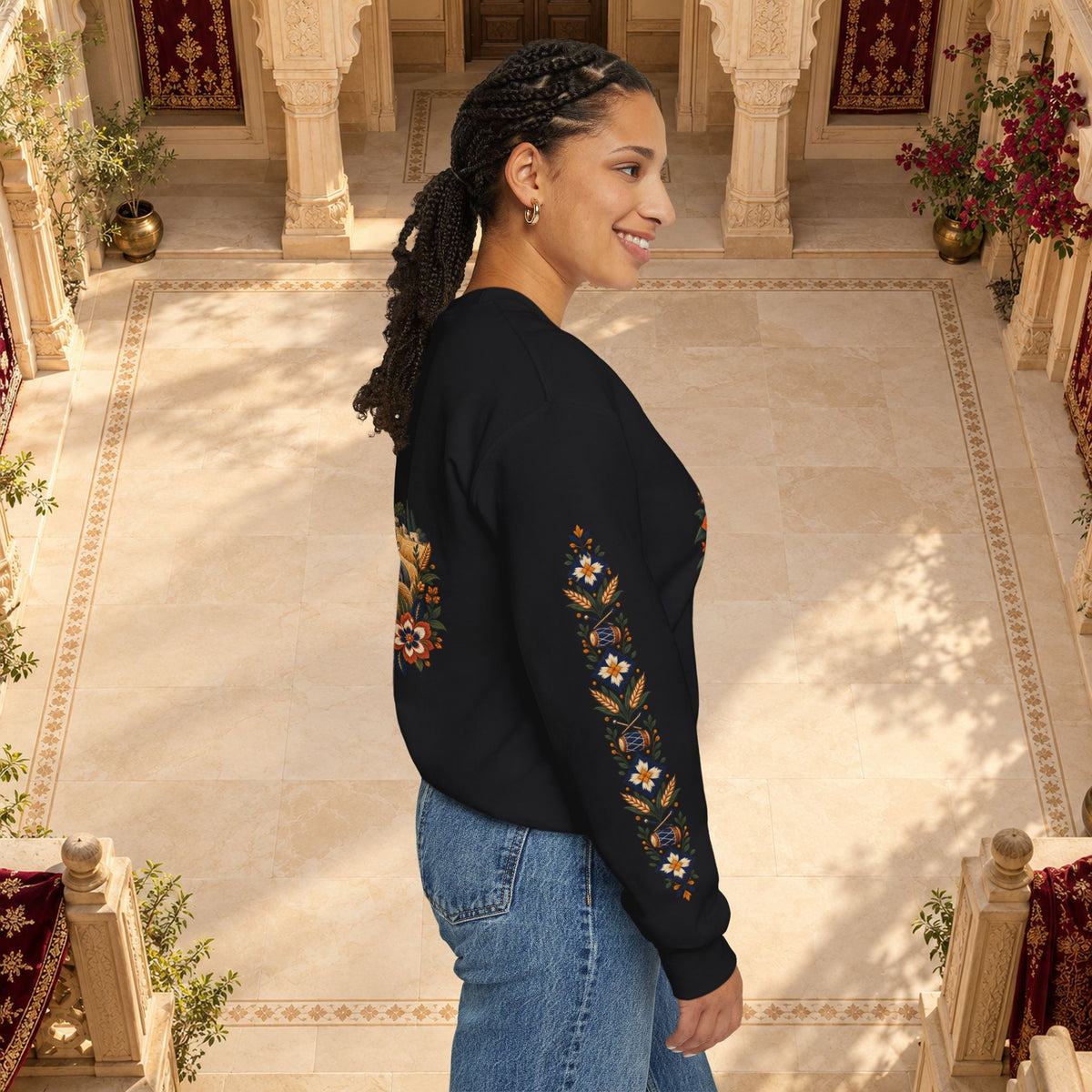 Boho Folk Drum Sweatshirt – Tribal Music Festival Crewneck