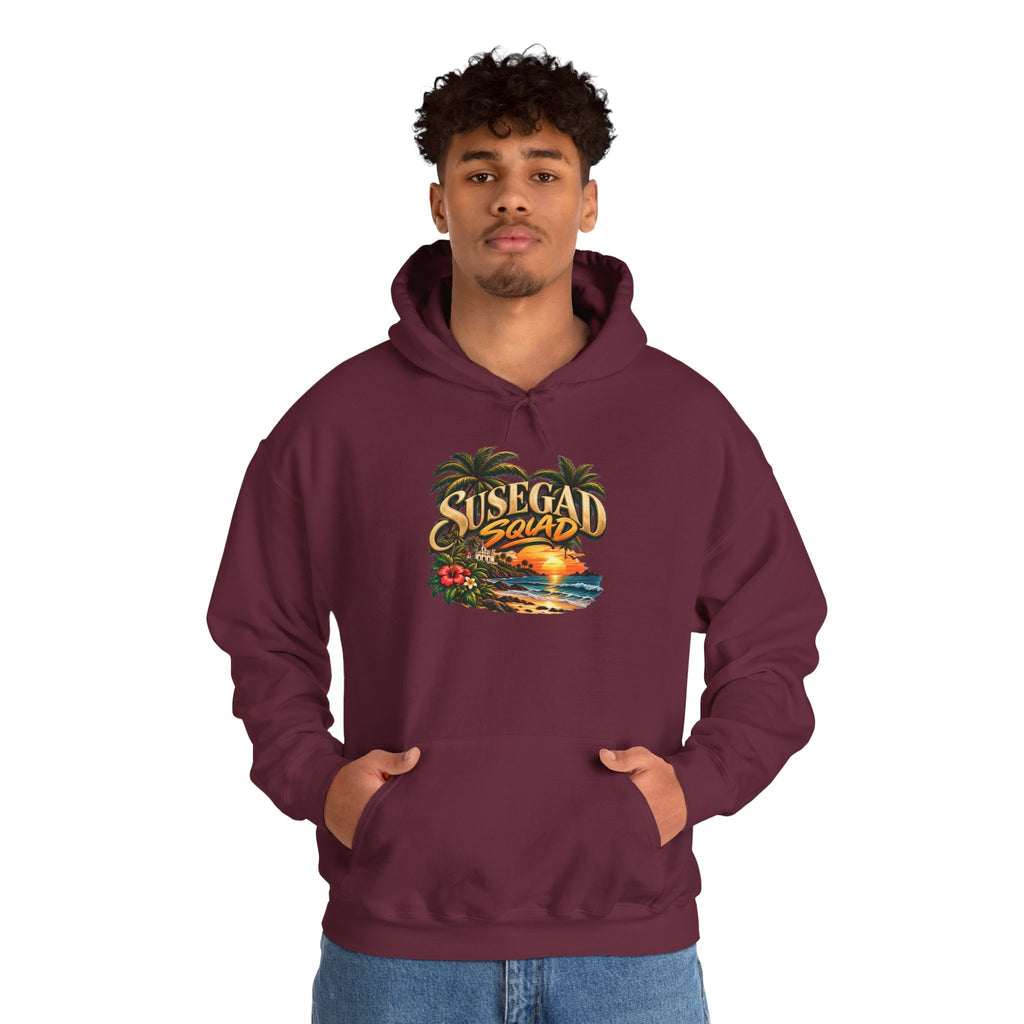 Susegad Squad Hoodie | Tropical Goan Sunset Graphic