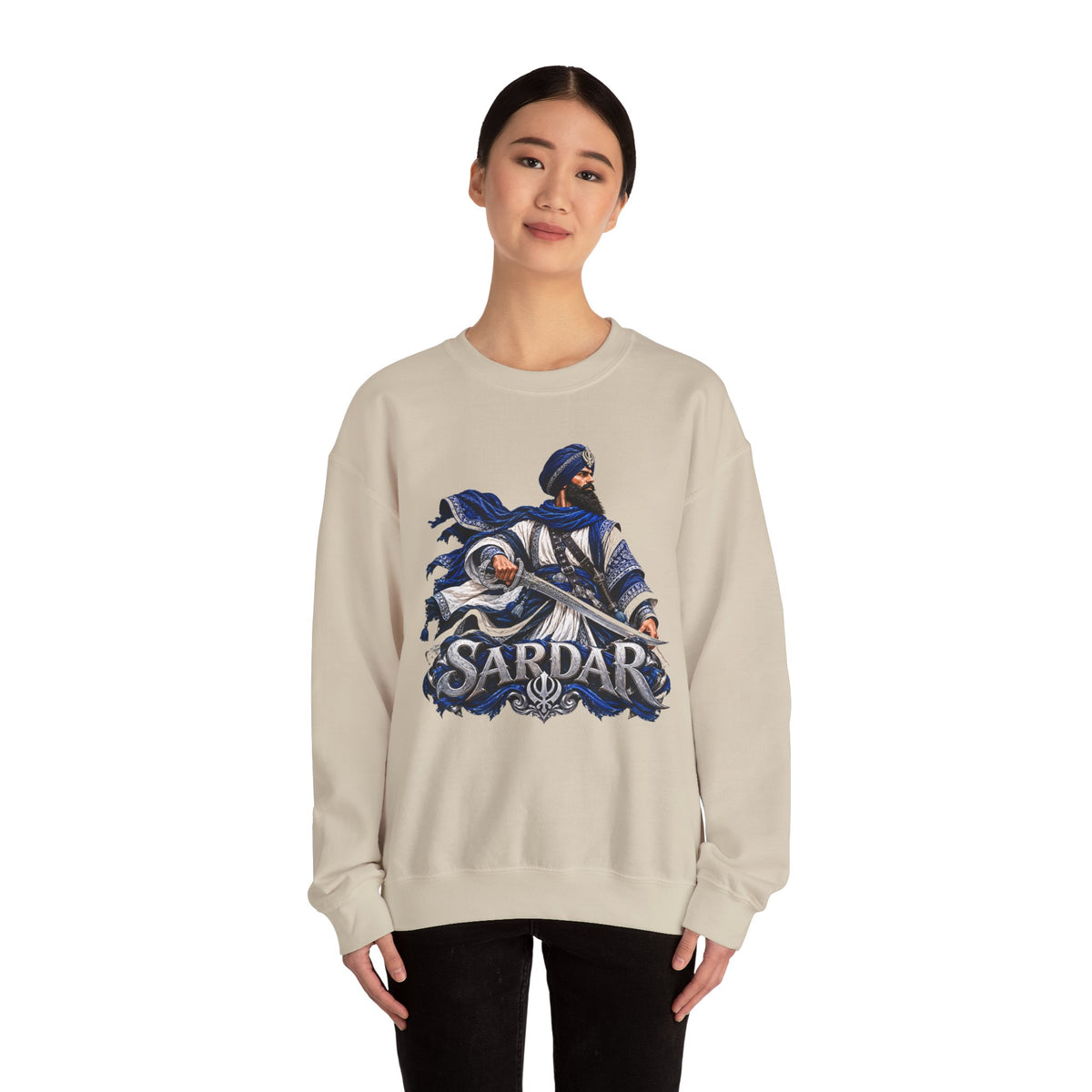 Sardar Warrior Sikh-Inspired Graphic Crewneck Sweatshirt