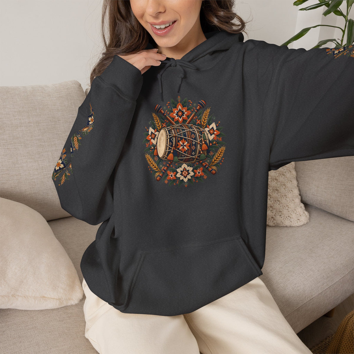 Bohemian Folk Art Drum Hoodie