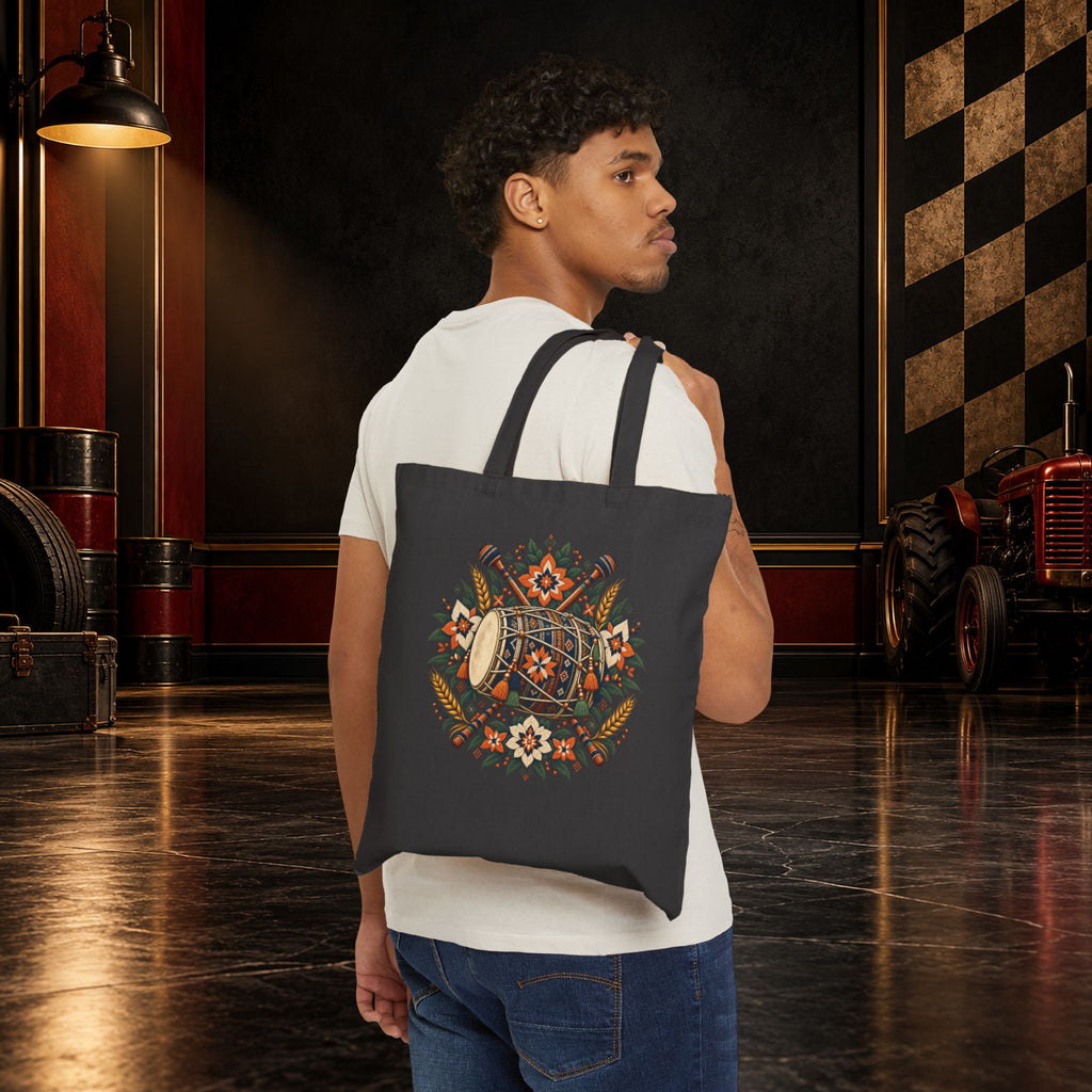 Bohemian Floral Mandala Canvas Tote Bag