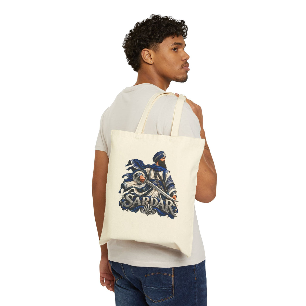 Sardar Warrior Canvas Tote Bag – Sikh Heritage Graphic Bag — product image 5