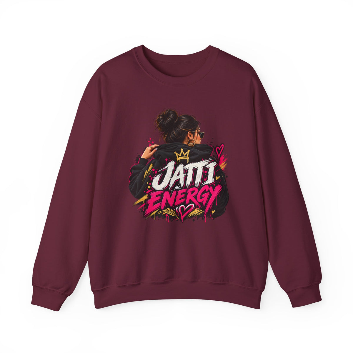Crewneck Sweatshirt – "Jatti Energy" Bold Graffiti Punjabi Pride Design — product image 6