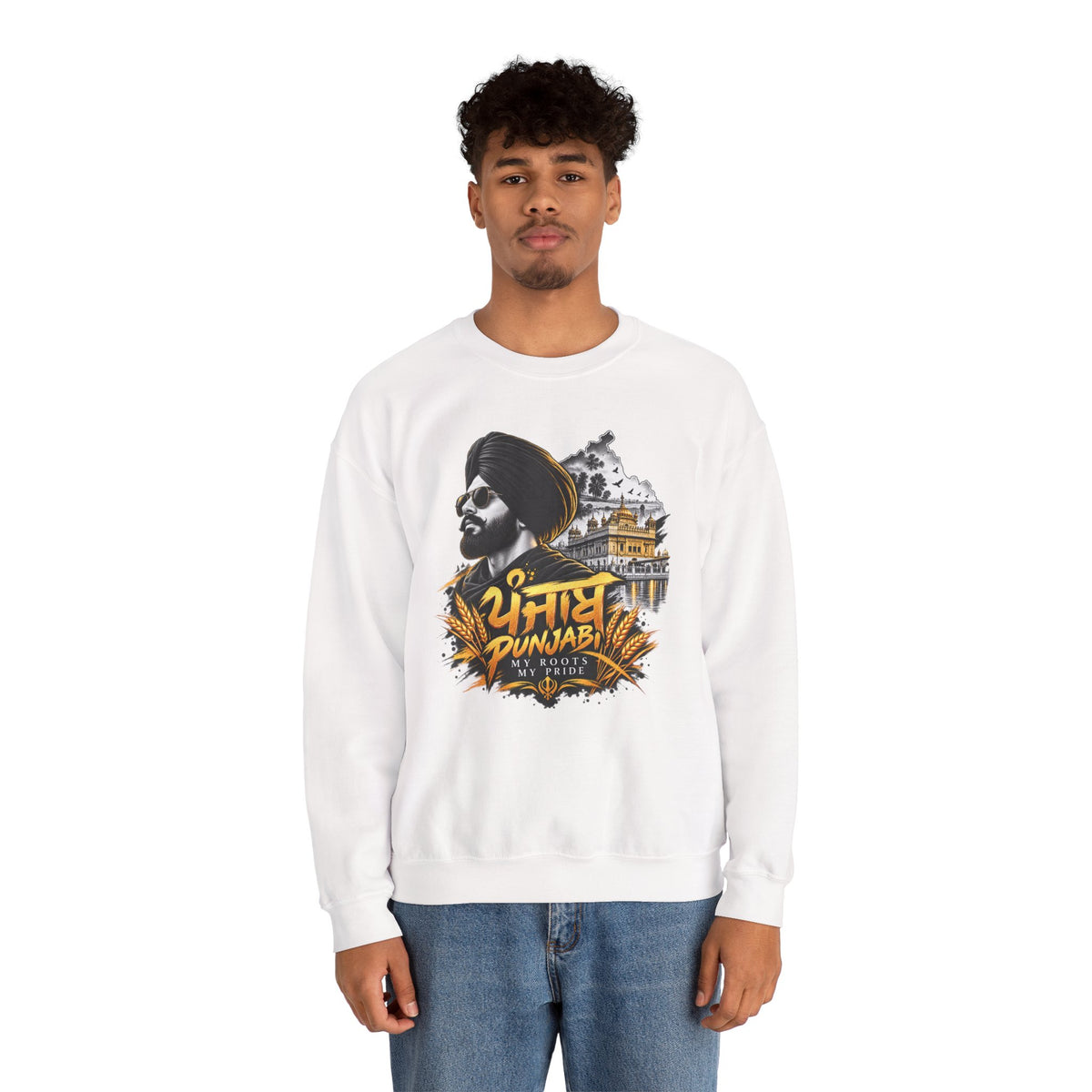 Punjabi Pride Crewneck Sweatshirt — Turban Sikh Heritage Graphic