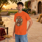 Vintage Folk Art Tractor & Drum Graphic T-Shirt