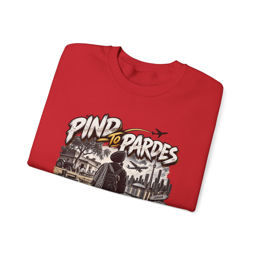 Pind to Pardes Punjabi Diaspora Crewneck Sweatshirt | Travel Art