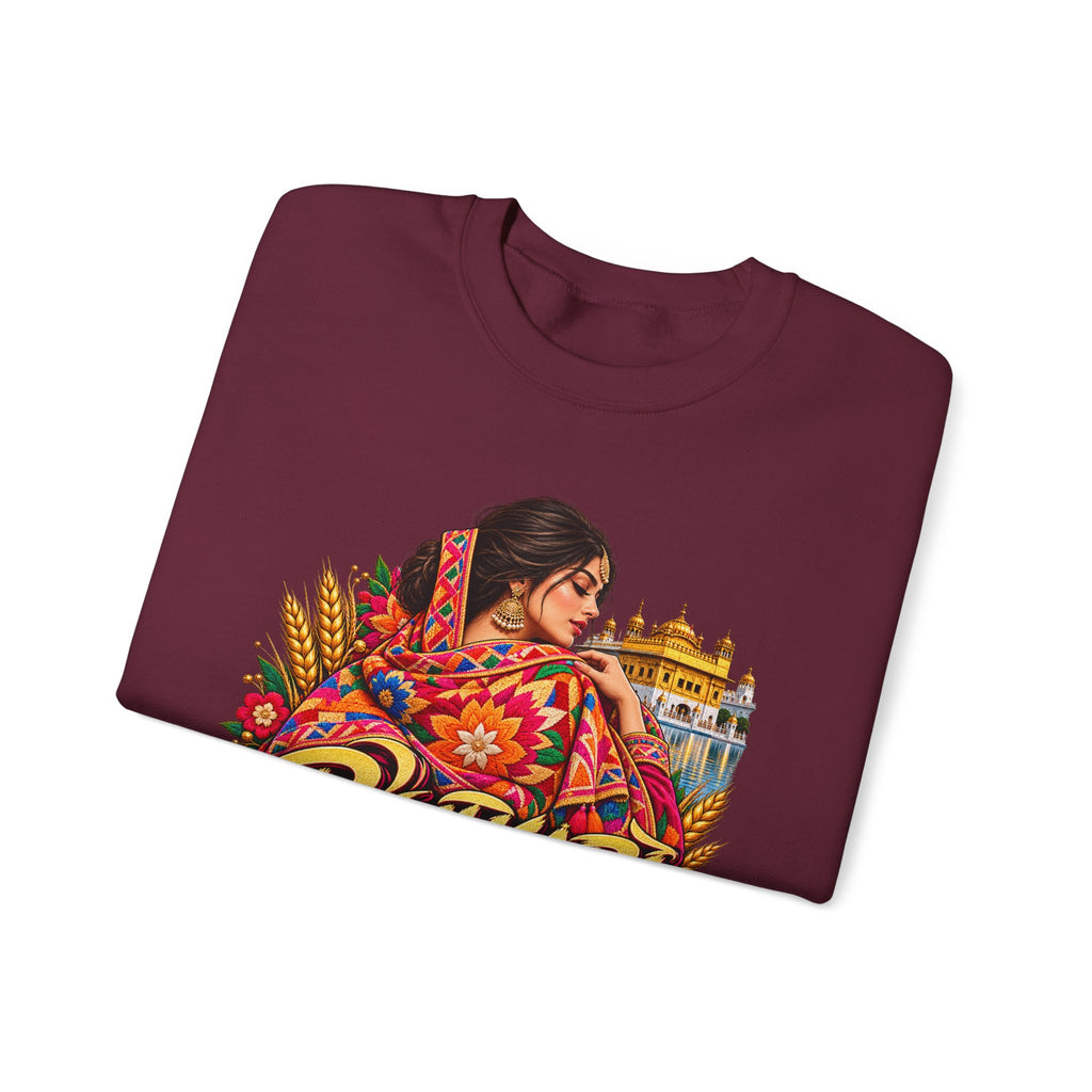 Phulkari-Inspired Floral Crewneck Sweatshirt | Punjabi Art