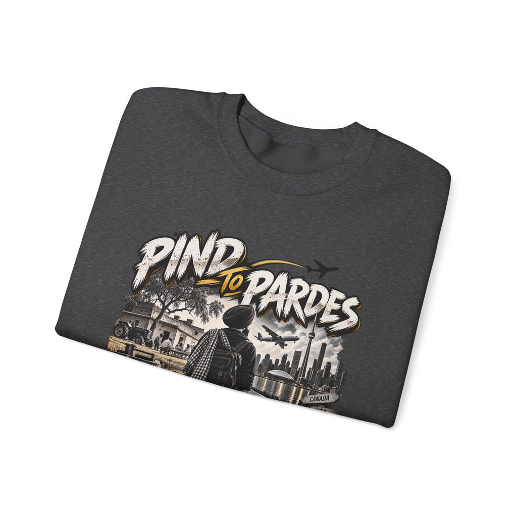 Pind to Pardes Punjabi Diaspora Crewneck Sweatshirt | Travel Art