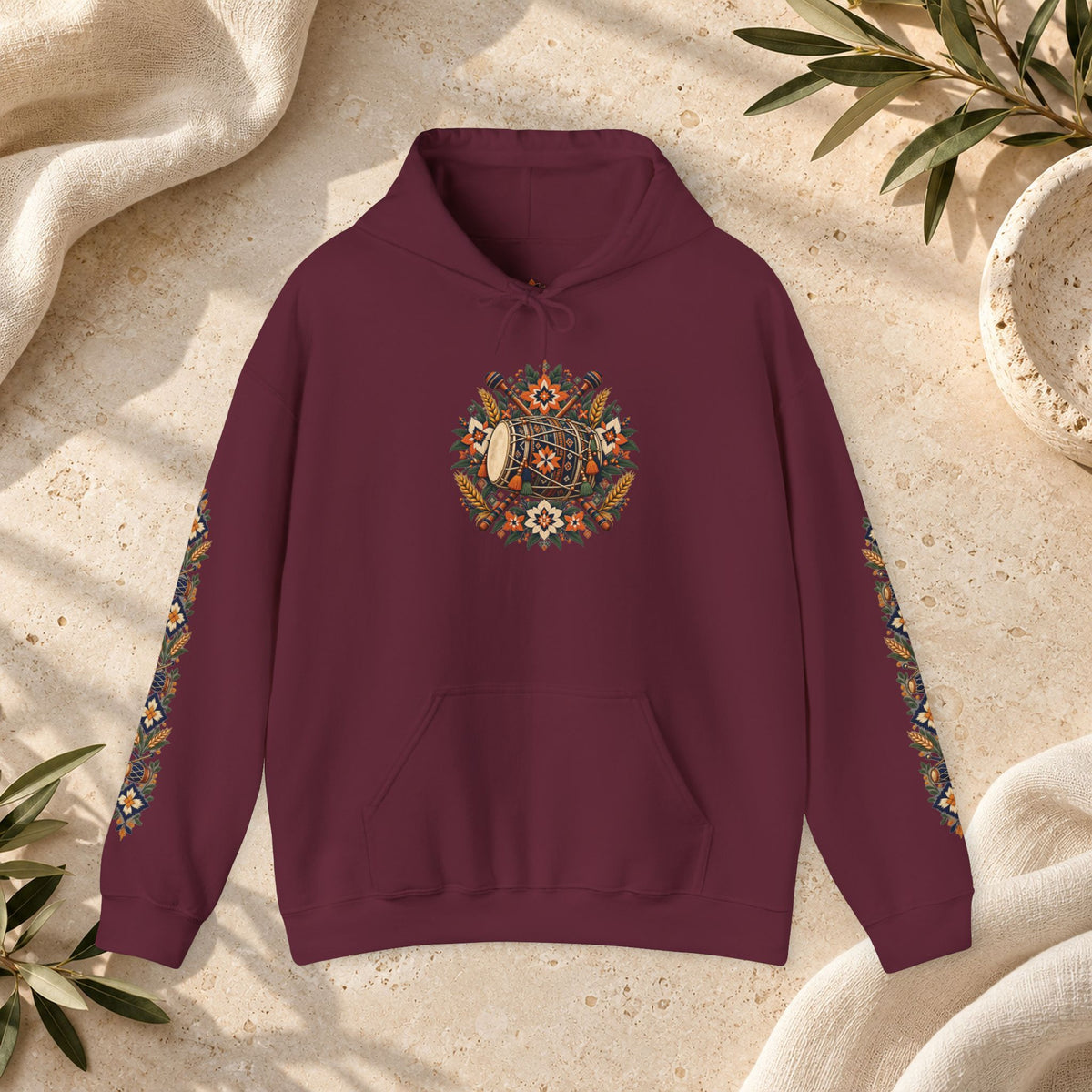 Bohemian Folk Art Drum Hoodie