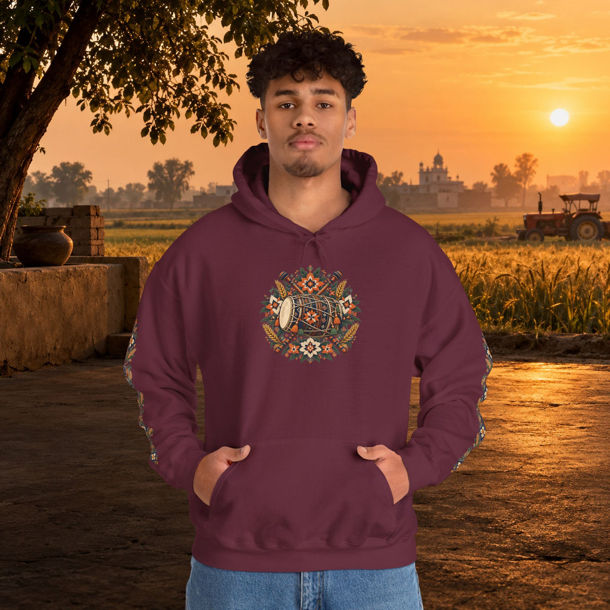 Bohemian Folk Art Drum Hoodie