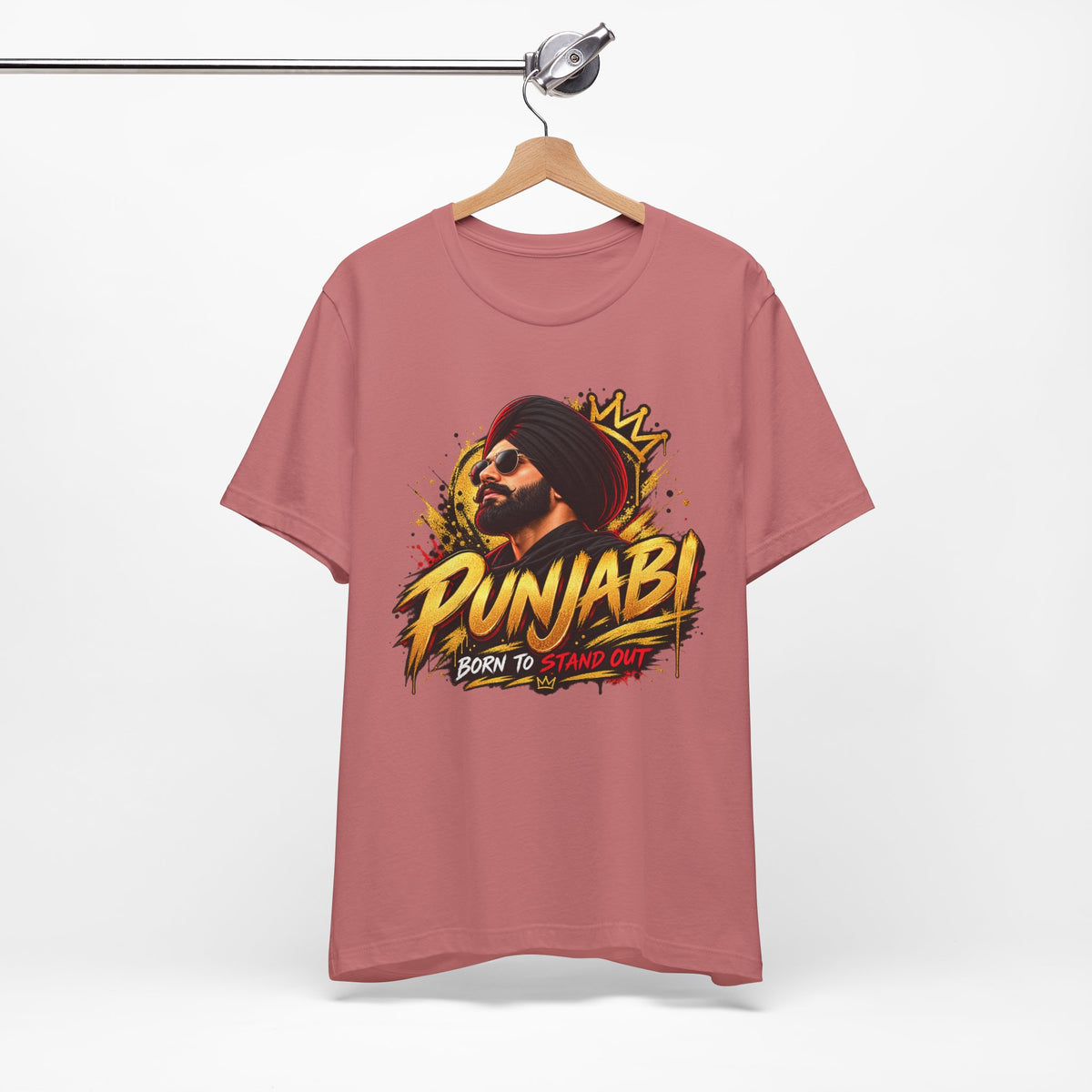 Punjabi Born to Stand Out Graphic T-Shirt | Turban Portrait Tee