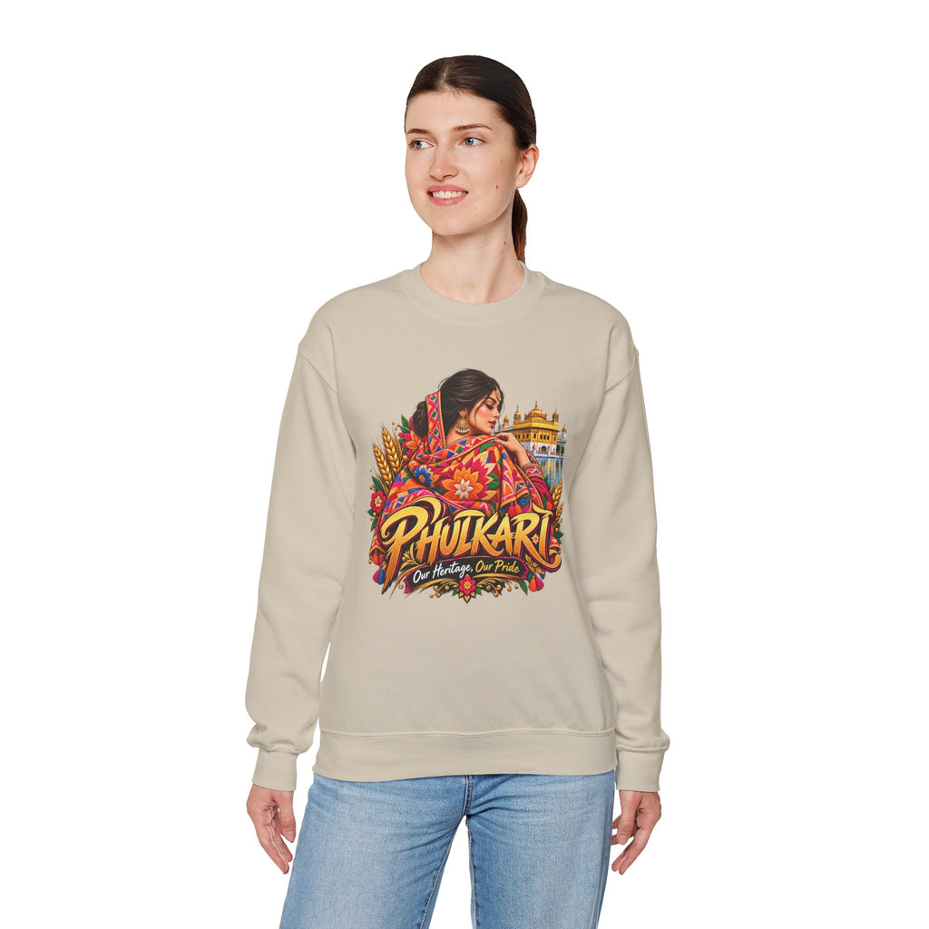 Phulkari-Inspired Floral Crewneck Sweatshirt | Punjabi Art