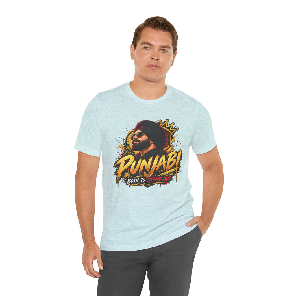 Punjabi Born to Stand Out Graphic T-Shirt | Turban Portrait Tee