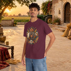 Vintage Folk Art Tractor & Drum Graphic T-Shirt