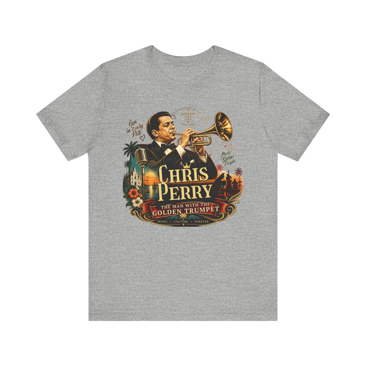 Chris Perry Golden Trumpet Graphic T-Shirt | Goan Music — existing product image 8, original design as shown