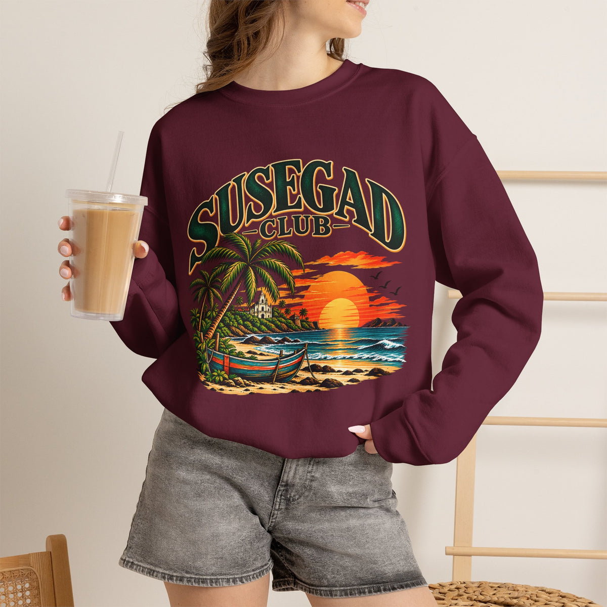 Susegad Club Tropical Sunset Crewneck Sweatshirt