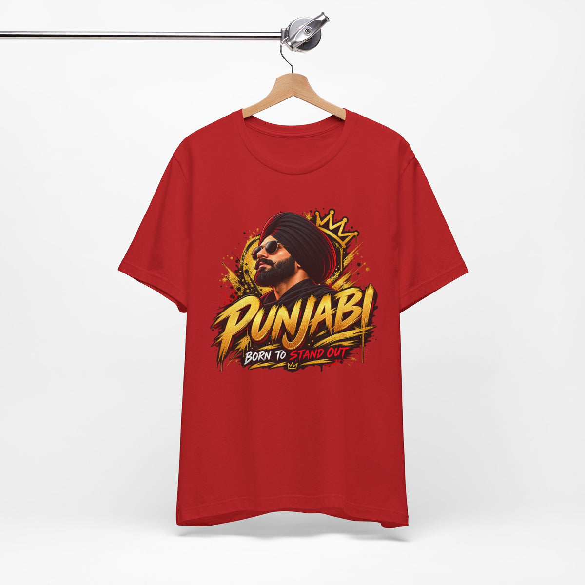 Punjabi Born to Stand Out Graphic T-Shirt | Turban Portrait Tee