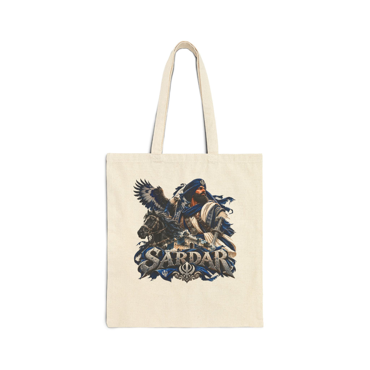 Additional view of Sardar Warrior Canvas Tote Bag — Bold Turbaned Hero Design (2)
