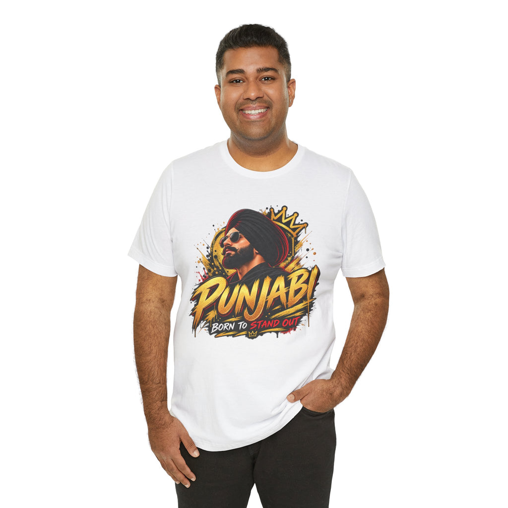 Punjabi Born to Stand Out Graphic T-Shirt | Turban Portrait Tee