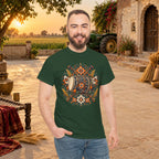Vintage Folk Art Tractor & Drum Graphic T-Shirt