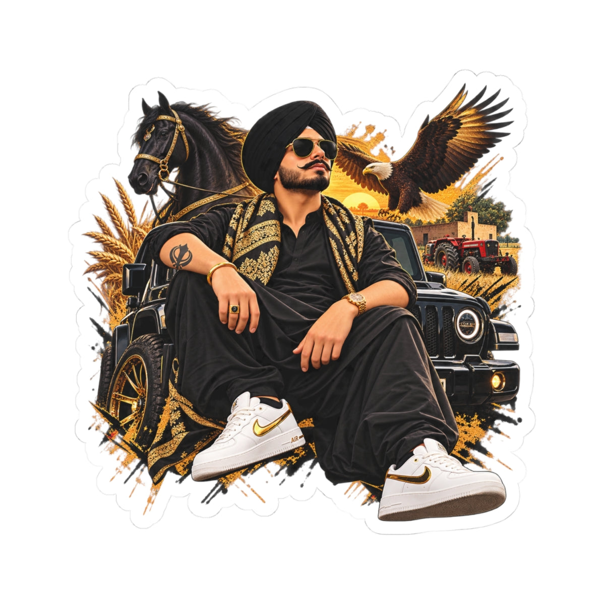 Punjabi King Sticker – Desi Biker Prince Kiss-Cut Vinyl Sticker — product image 5
