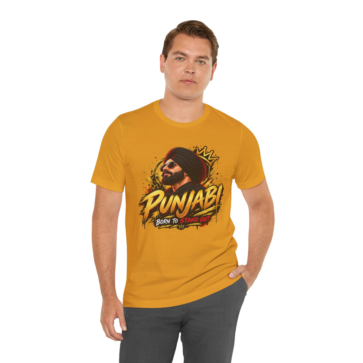 Punjabi Born to Stand Out Graphic T-Shirt | Turban Portrait Tee
