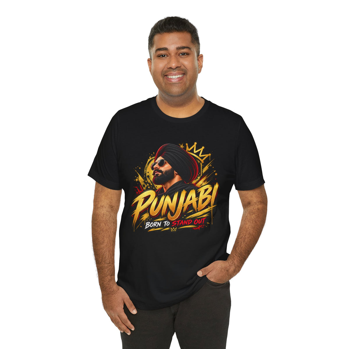 Punjabi Born to Stand Out Graphic T-Shirt | Turban Portrait Tee