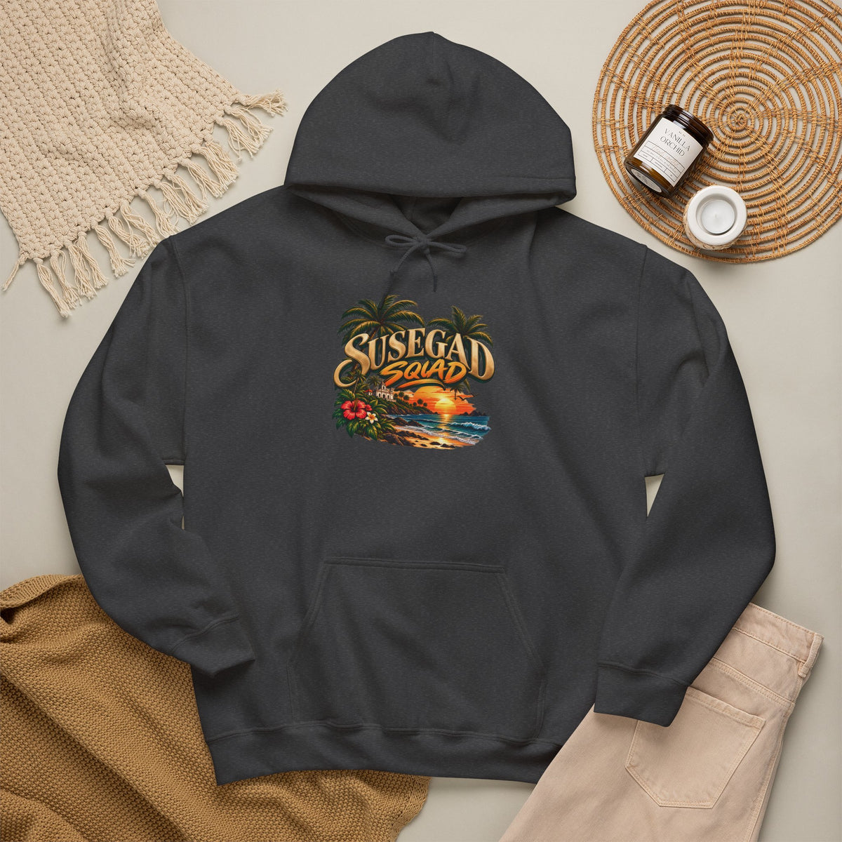 Susegad Squad Hoodie | Tropical Goan Sunset Graphic