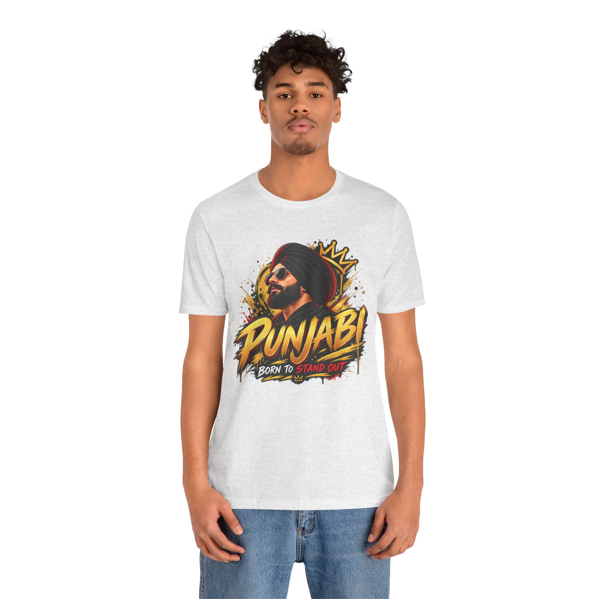 Punjabi Born to Stand Out Graphic T-Shirt | Turban Portrait Tee