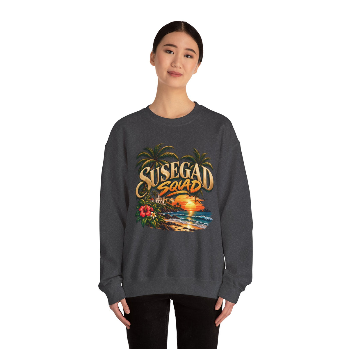 Susegad Squad Tropical Sunset Crewneck Sweatshirt