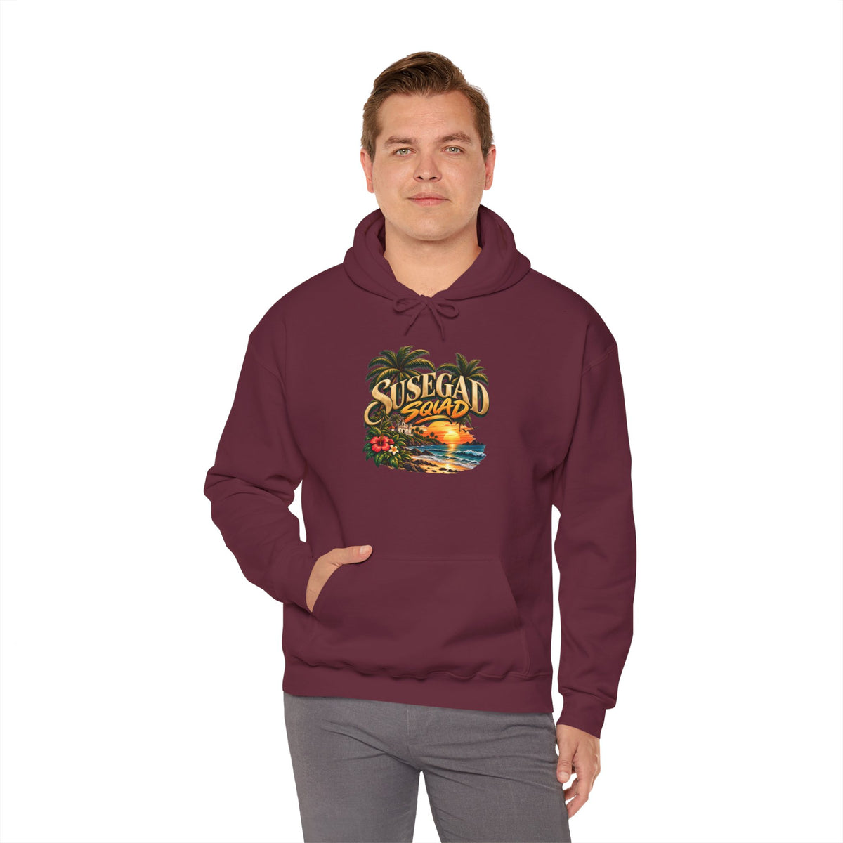 Susegad Squad Hoodie | Tropical Goan Sunset Graphic