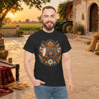 Vintage Folk Art Tractor & Drum Graphic T-Shirt