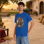 Vintage Folk Art Tractor & Drum Graphic T-Shirt
