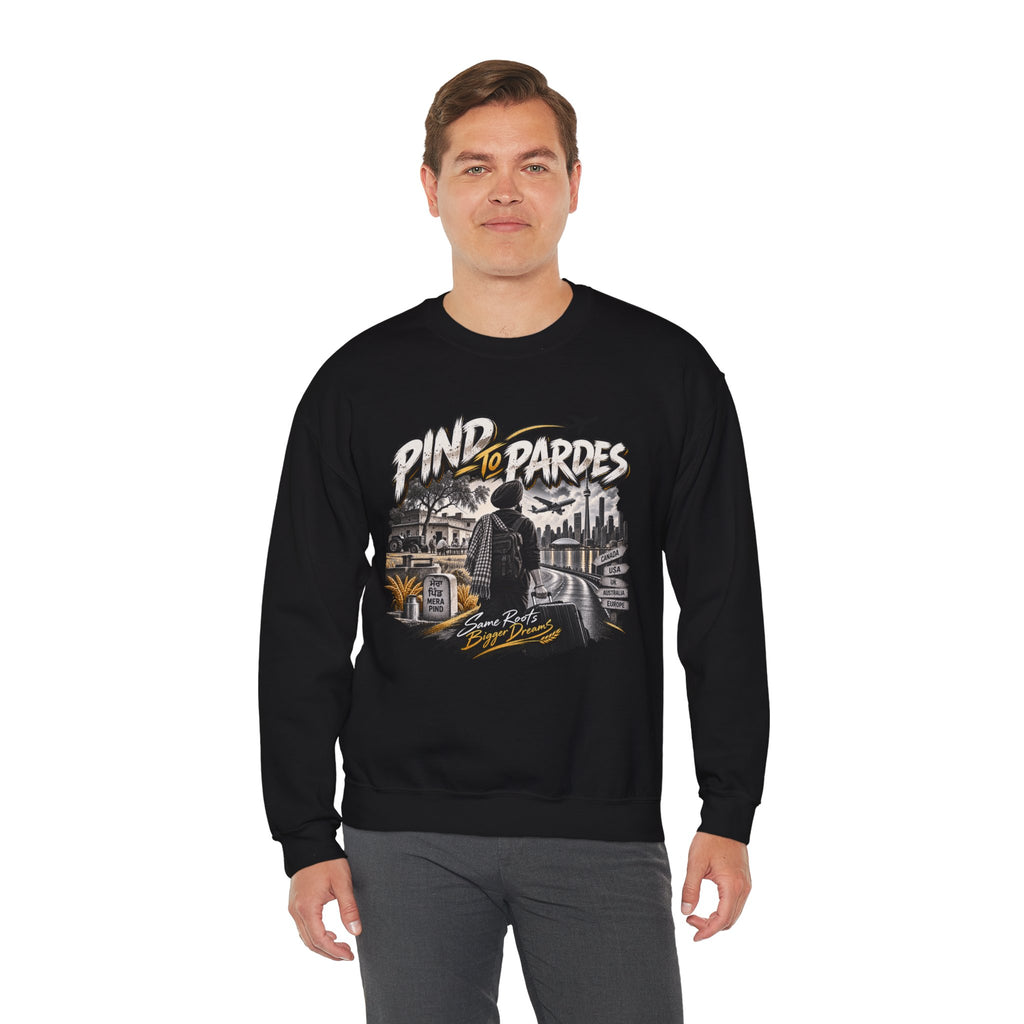 Pind to Pardes Punjabi Diaspora Crewneck Sweatshirt | Travel Art