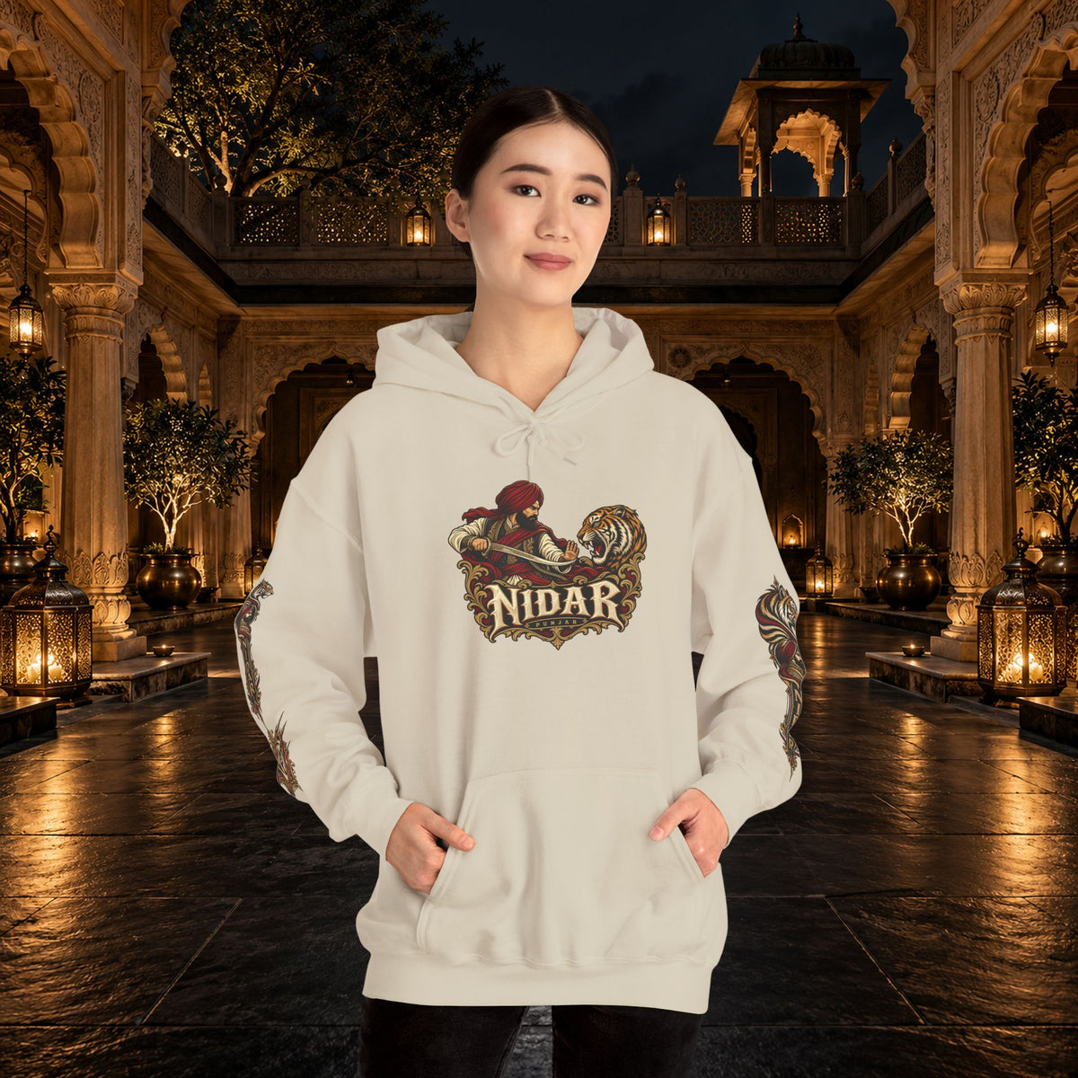 NIDAR Tiger and Bear Graphic Hoodie