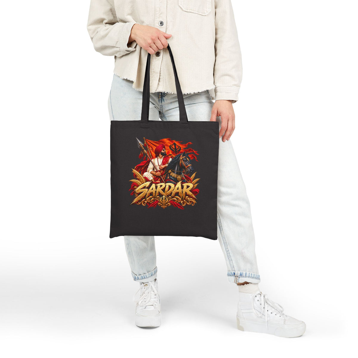 Sardar Warrior Illustrated Cotton Canvas Tote Bag