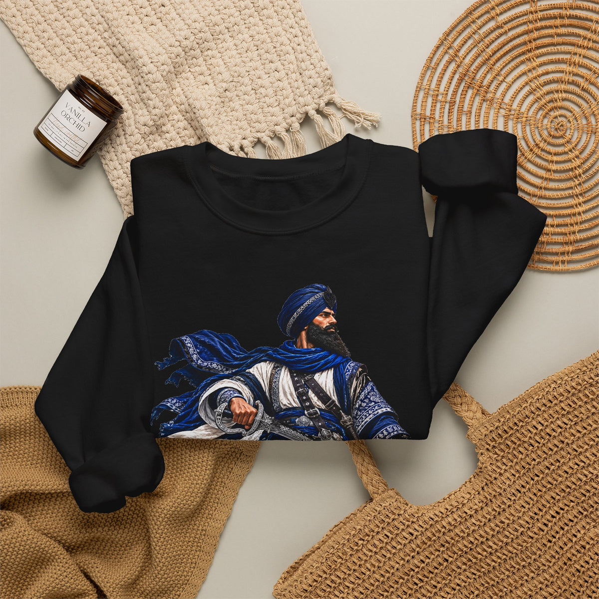 Sardar Warrior Sikh-Inspired Graphic Crewneck Sweatshirt