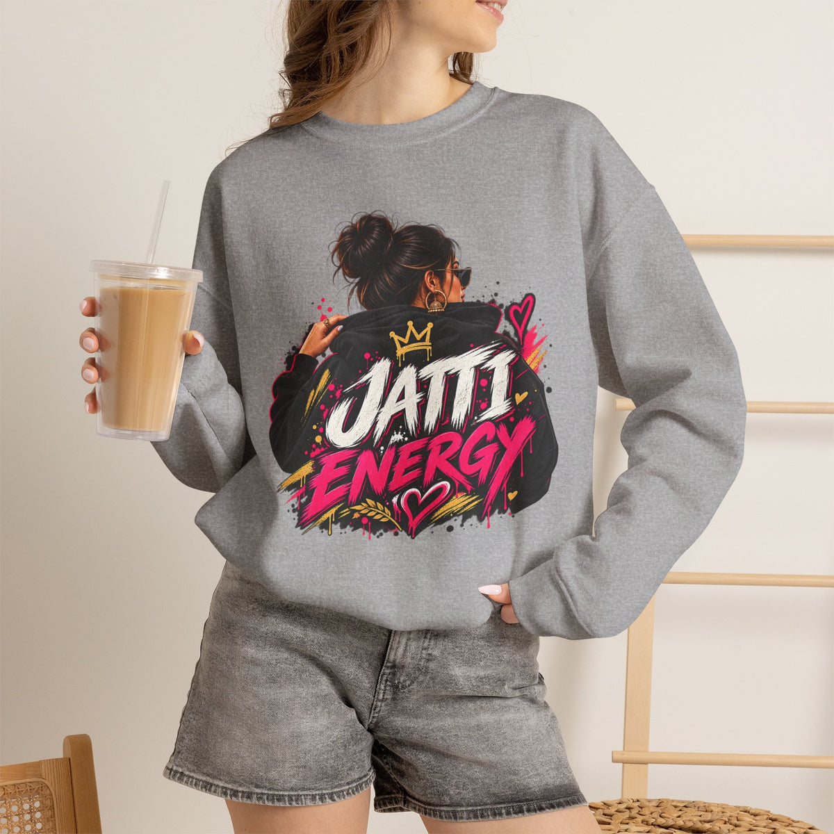 Jatti Energy Punjabi Graphic Crewneck Sweatshirt