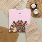 Vintage Folk Art Tractor & Drum Graphic T-Shirt
