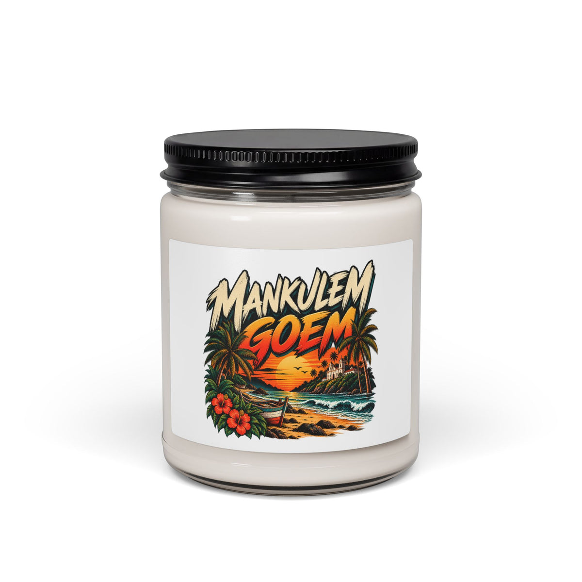 Tropical Sunset Soy Candle — "Mankolem Goem" Beach Vibe Scented Jar (9oz)