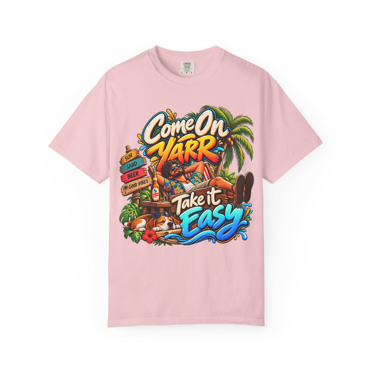 Come On Yarr / Take It Easy Goa-Inspired Garment-Dyed T-Shirt