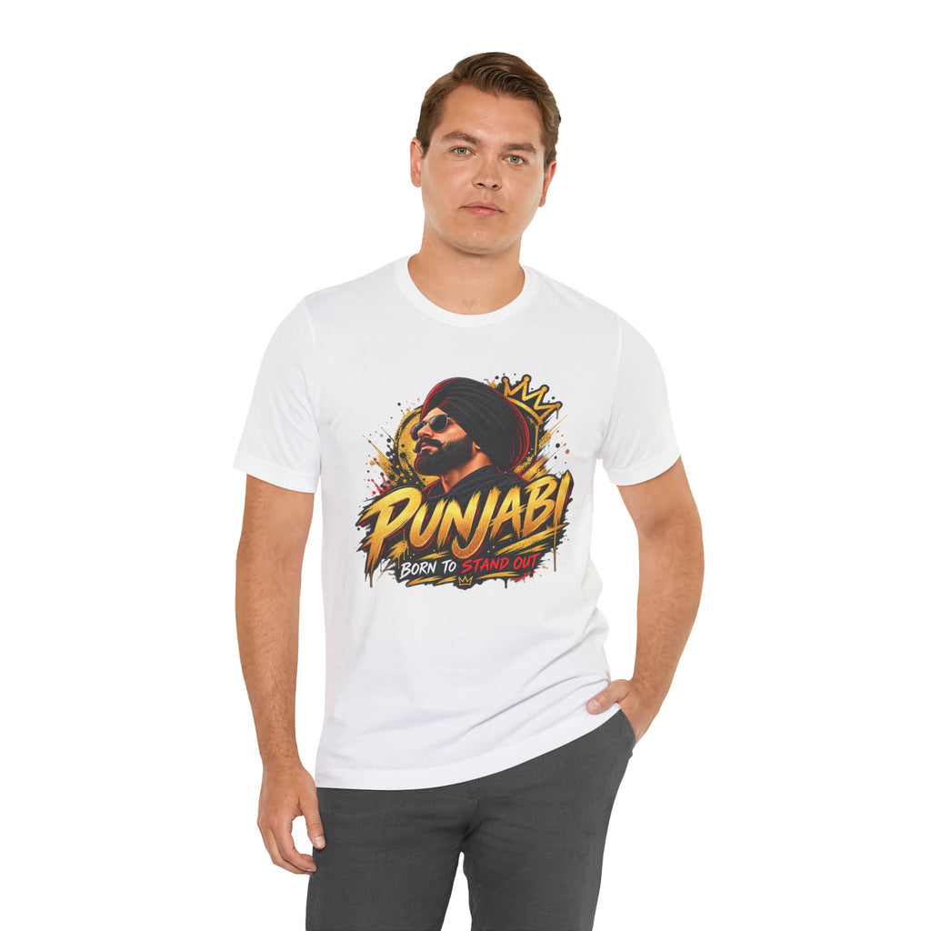 Punjabi Born to Stand Out Graphic T-Shirt | Turban Portrait Tee