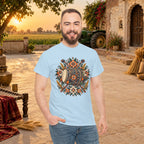 Vintage Folk Art Tractor & Drum Graphic T-Shirt