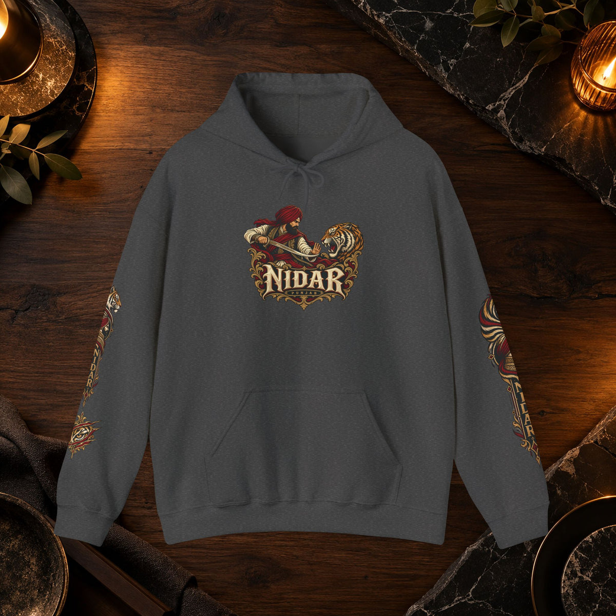 NIDAR Tiger and Bear Graphic Hoodie