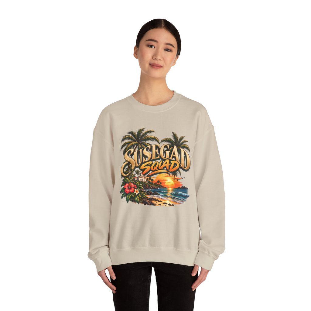 Susegad Squad Tropical Sunset Crewneck Sweatshirt