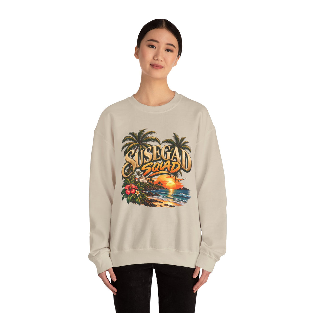 Susegad Squad Tropical Sunset Crewneck Sweatshirt